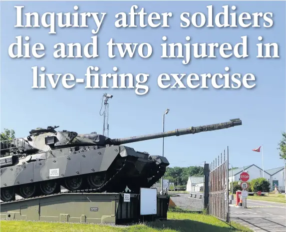  ?? Wales News Service ?? > Two soldiers have died and two others are injured after an incident at the Castlemart­in military base in Pembrokesh­ire