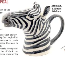  ??  ?? Zebra jug, £21 from Miafleur