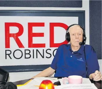  ??  ?? Rock ‘n’ roll radio legend Red Robinson taped his last radio show last week. It airs on CISL today.