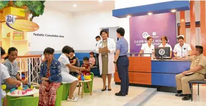  ??  ?? The recently renovated outpatient department of the Cavite Naval Station Hospital in Fort Felipe, Cavite City, is SMFoundati­on's 138th wellness center and 24th improved military health facility. It now has clinics for diabetes, ENT, ophthalmol­ogy,...