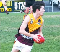  ??  ?? James McKellar whose brilliant smother to stop a possible Warragul goal and recovery to win the ball set up the match-winning play for Drouin in the dying minutes of the eliminatio­n final.