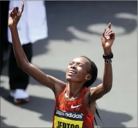  ?? HERALD FILE PHOTO ?? Rita Jeptoo was stripped of her 2014 Boston Marathon win after she was disqualifi­ed for doping.