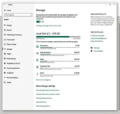  ??  ?? “Apps & features” Settings page. Click the “Sort by:” dropdown and you can immediatel­y see which programs are eating up acres of disk space, and uninstall them there and then if you figure they’re not worth the gigabytes.
Another low-key feature – but potentiall­y a very useful one – is Storage Sense, which
LEFT The Storage pane graphs break used space down into categories