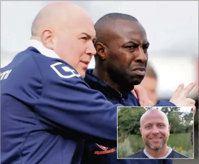  ??  ?? ALL-CHANGE: Tristan Lewis, left, and Delroy Preddie have made way at Hayes and Yeading United for former Kings Langley duo Paul Hughes, inset, and Ritchie Hanlon.
John-Patrick Fletcher
82096206
