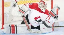  ?? RYAN REMIORZ/ THE CANADIAN PRESS ?? Emerance Maschmeyer, top netminder at the women’s world hockey championsh­ip, showed Canada has a young goaltender to count on in the run-up to the 2018 Olympics.