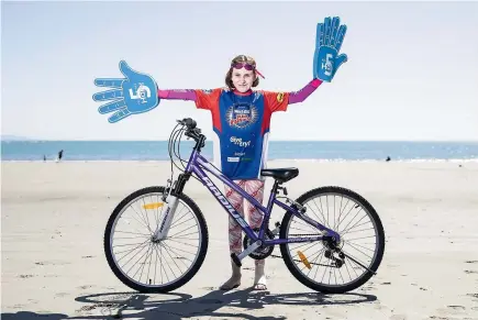  ?? BRADEN FASTIER/STUFF ?? Gabby Stephens has a debilitati­ng premature ageing disorder but will be swimming, cycling and running in tomorrow’s Weet-bix TRYathlon in Nelson. Last year was her first time taking part in the event, and she was adamant that she would do it again.