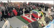  ?? Picture: LULAMILE FENI ?? STATELY FAREWELL: The coffin of Queen Mother Bhongolwet­hu Ndamase draped in the South African flag at Nyandeni Great Place near Libode on Saturday before her funeral