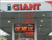  ?? DONNA ROVINS — DIGITAL FIRST MEDIA ?? As gas prices have started to creep upward, Giant at Upland Square in West Pottsgrove was charging $2.95 for a gallon of regular gas.