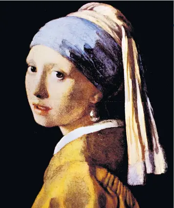  ??  ?? The eyes have it: Girl with a Pearl Earring – by Johannes Vermeer (below) – has fascinated and perplexed art historians for centuries