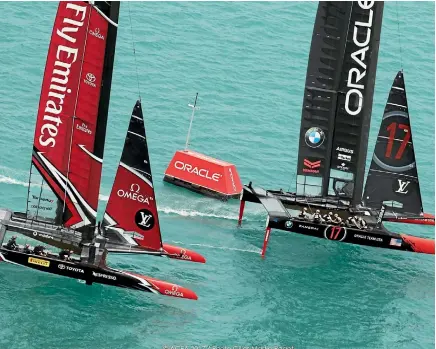  ??  ?? Here we go again: Team New Zealand, left, and Oracle Team USA will battle for the America’s Cup in a repeat of the 2013 showdown most Kiwis would prefer to forget.