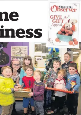  ??  ?? Support Children from the Dunblane Centre, pictured in 2016, backing the Give A Gift Appeal. They are encouragin­g people to help ensure other less fortunate youngsters have a happy Christmas.