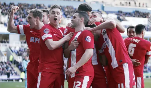  ?? PICTURES: Action Images ?? ALL SMILES: Blackburn’s Craig Conway celebrates scoring his side’s winning goal with team mates