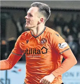  ?? Picture: SNS Group. ?? Lawrence Shankland: felt there wasn’t ‘too much in it’ in the Scottish Cup draw with Premiershi­p top-six club Hibs at Tannadice on Sunday.