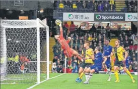  ?? AP ?? Watford goalkeeper Ben Foster’s heroic show meant Chelsea won by the narrowest of margins.