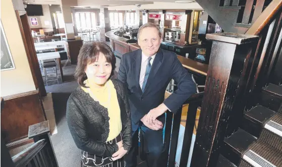  ?? Picture: MIKE BATTERHAM ?? Academique principal David Dolley and his wife Nanae will convert the Courthouse Hotel in Southport into a college for overseas students.