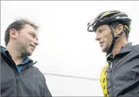  ?? FOTO: AP ?? Bruyneel copn Armstrong El belga dirigió en esa etapa el US Postal de Lance
