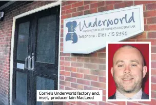  ??  ?? Corrie’s Underworld factory and, inset, producer Iain MacLeod