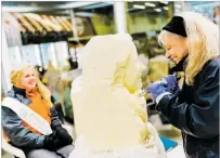  ?? MIDWEST DAIRY VIA WASHINGTON POST ?? Linda Christense­n carves a likeness of Amy Kyllo, 2019’s Princess Kay of the Milky Way, from a 90-pound block of butter.