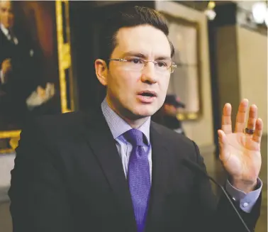  ?? BLAIR GABLE / REUTERS ?? Ottawa-area MP Pierre Poilievre was touted as a leading contender to head up the Conservati­ve Party of Canada.