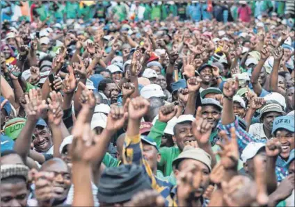  ??  ?? Infighting: The top six leaders of the Impala Bafokeng North branch of the mining union Amcu are contesting their dismissal in court, saying they were trying to protect workers’ savings. Photo: Delwyn Verasamy