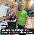  ?? ?? Leo Conn won the Band Three singles and the consolatio­n singles