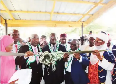  ?? Photos: ISA SA’IDU ?? Minister of Health, Professor Isaac Adewole (2nd right), flanked by the ABUTH CMD, Prof Lawal Khalid, and other dignitarie­s at the commission­ing ceremony