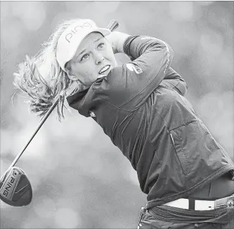  ?? JONATHAN HAYWARD THE CANADIAN PRESS ?? Brooke Henderson, of Smiths Falls, tees it up this week at the season-ending CME Group Tour Championsh­ip in Naples, Fla., the final event of this LPGA Tour season.