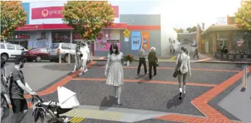  ??  ?? An artist’s impression of the new defined pedestrian walkway that will create a pedestrian focussed feel in Palmerston St.