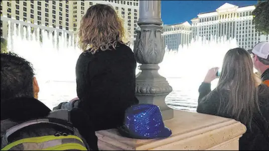  ??  ?? A photo on Karen Klein’s Facebook page showed the family in front of the Bellagio fountains on Wednesday.