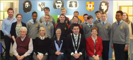  ??  ?? Guests, teachers and students from the Patrician Academy at the 1916 Commemorat­ion at Mallow Library. Photo: Eugene Cosgrove