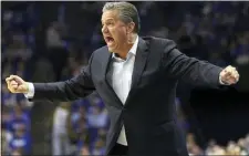  ?? JAMES CRISP — THE ASSOCIATED PRESS ?? Kentucky head coach John Calipari urges his team on during the second half of a game against Eastern Kentucky in Lexington, Ky., Friday.