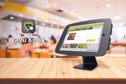  ?? COURTESY LAVU ?? Lavu launched sales of its new, self-ordering kiosk in late October as a new customer-friendly option for restaurant­s that use Lavu’s point-of-sale software system.