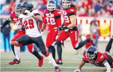  ?? AL CHAREST ?? Redblacks running back William Powell was a force to be reckoned with Thursday against the Calgary Stampeders despite Ottawa limiting his touches in the second half.