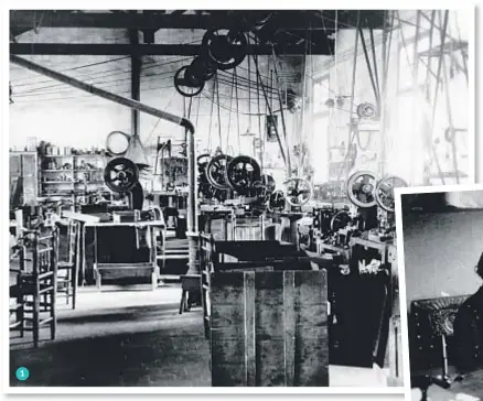  ??  ?? 1. LOS INICIOS Sala de máquinas de la fábrica situada en la calle Pare Roca, en Olot (1925)