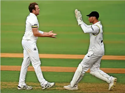  ?? Picture: Harry Trump/Getty ?? Gloucester­shire’s Josh Shaw, left, took five wickets for Bristol