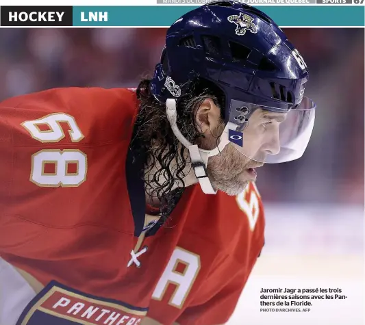  ?? PHOTO D’ARCHIVES, AFP ?? Jaromir Jagr a passé les trois dernières saisons avec les Panthers de la Floride.