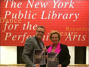  ??  ?? Barbara Jones pictured at The New York Library for Performing Arts with Wexford town native, Michael Londra, in her time as Consul General there.