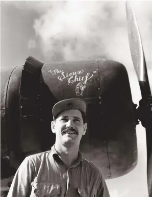  ??  ?? Right: Capt. Joe Foss epitomized the combat fighter pilot during WW II. Below: Marine ace Joe Foss, in a state-side FG-1 Corsair, was made commander of VMF-115 and moved to the Pacific in February 1944. Recipient of the Medal of Honor, he would often...