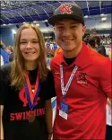  ?? PHOTO SPECIAL TO THE O-N-E ?? Newton-Conover’s Morgan Ruebusch wearing her bronze medal alongside coach Ryan Adams.