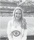  ?? EMILY ROGAWSKI ?? Emily Rogawski, shown at a different event, wore a Chelsea jacket to an Everton- Manchester United game.