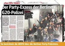  ??  ?? So berichtete die MOPO über die Berliner Party-Polizisten.