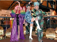  ?? KAI SCHWOERER ?? From left, drag queens Little Miss Cinnamon, Kassie Star, Hugo Grrl and Jack S pose last night. Christchur­ch Pride has 46 events lined up across the city this Pride Week.