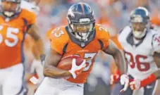  ?? Kent Nishimura, The Denver Post ?? Ronnie Hillman, playing against the Texans in a preseason game, will be carrying a bigger role Sunday.