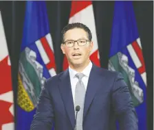  ?? GREG SOUTHAM ?? Justice Minister Doug Schweitzer announces the government’s legal challenge of the federal carbon tax and demand for reimbursem­ent on Thursday in Edmonton.
