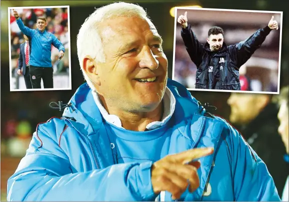  ?? PICS: PA Images ?? POINTING THE WAY: Graham Barrow and, insets, former Tranmere boss John Aldridge, right, and Dave Challinor, left