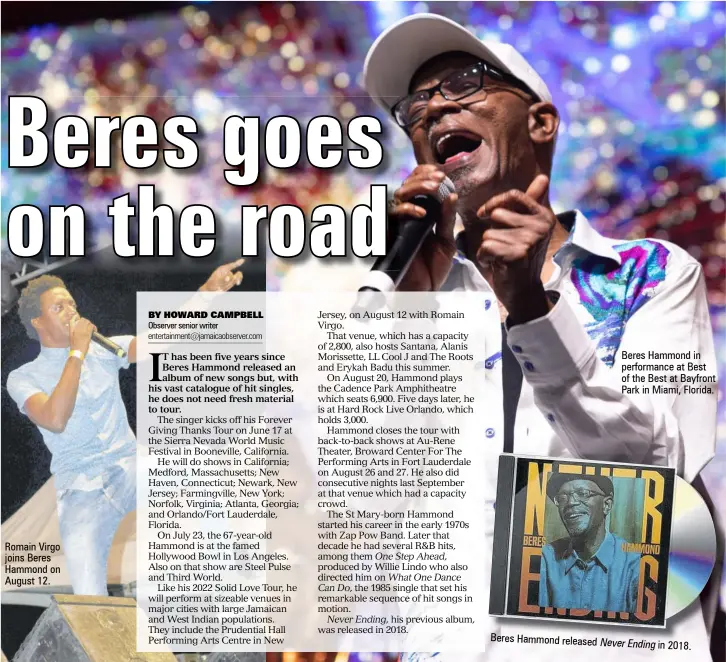  ?? ?? Beres Hammond in performanc­e at Best of the Best at Bayfront Park in Miami, Florida.