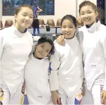  ?? PHOTO COURTESY OF SOPHIA CATANTAN ?? FENCING SISTERS
Samantha Catantan (right) with her sisters (from left) Ysah, Shanelle and Sophia during a tournament in 2018.