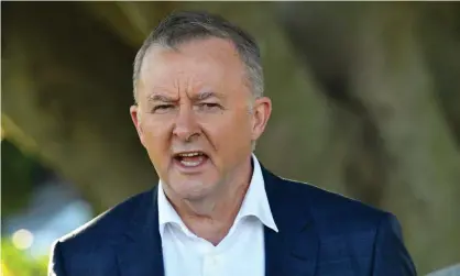  ?? Photograph: Darren England/AAP ?? Anthony Albanese is criticisin­g the federal government for not striking enough deals with pharmaceut­ical companies as Australia’s Covid vaccine rollout continues to lag behind.
