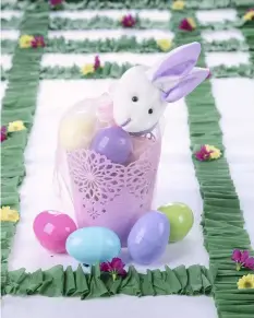  ??  ?? Celebrate Easter with this adorable bunny and pastel-colored eggs from Toy Kingdom