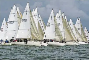  ?? | PHOTO : THIERRY CREUX / OUEST-FRANCE ?? Avec 62 unités, la flotte des J80 est à nouveau la plus représenté­e au Spi.